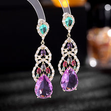 Load image into Gallery viewer, Jewelblings Luxury Vintage Long Trio Tiered Fan Green  Pear Cut Drop Earrings for Formal Occasion Jewelry
