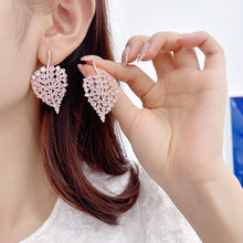 Load image into Gallery viewer, Jewelblings Modern Trendy Round Stones Prong Setting Green Pear Shaped Leaf Drop Earrings Plant Jewelry
