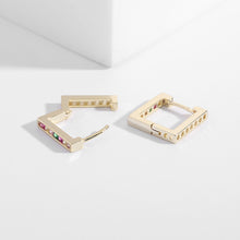 Load image into Gallery viewer, Jewelblings Simpliastic Fashion Colored Stones Pave 3D Square Clip Earrings Office Wear Accessory
