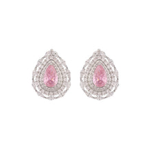 Load image into Gallery viewer, Jewelblings Classic Sparkling Trio Halo Pear Cut Yellow Pink Clear Lake Blue Stud Earrings for Small Party Accessory
