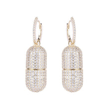 Load image into Gallery viewer, Jewelblings Pharmaceutical Inspiration Full Pave CZ Capsule Clip Earrings Creative Jewelry
