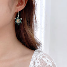 Load image into Gallery viewer, Jewelblings Delightful Pear Shaped Green Six-Petal Yellow Stone Centered Flower Clip Earrings Summer Jewelry
