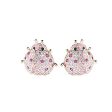 Load image into Gallery viewer, Jewelblings Exquisite Cute Orange Pink Purple Stone Dotted Ladybug Earrings Insect Jewelry
