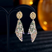 Load image into Gallery viewer, Jewelblings Designer Multi Colored CZ Conch Shaped Statement Irregular Earrings Geometrical Jewelry
