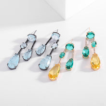 Load image into Gallery viewer, Modern Design Green Yellow Oval Double Tear Tassel Drop Earrings Geometrical Jewelry
