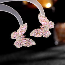 Load image into Gallery viewer, Jewelblings Vivid Opens Baguette Cut CZ Pink Butterfly Stud Earrings
