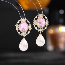 Load image into Gallery viewer, Jewelblings Vintage Filigree Green Oval Pearl Drop Earrings Antique Accessory
