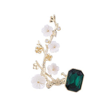 Load image into Gallery viewer, Jewelblings Vintage Style Golden Carved Stem Mother of Pearl Plum Blossom Green Pot Bonsai Brooch Pin Traditional Sakura Jewelry
