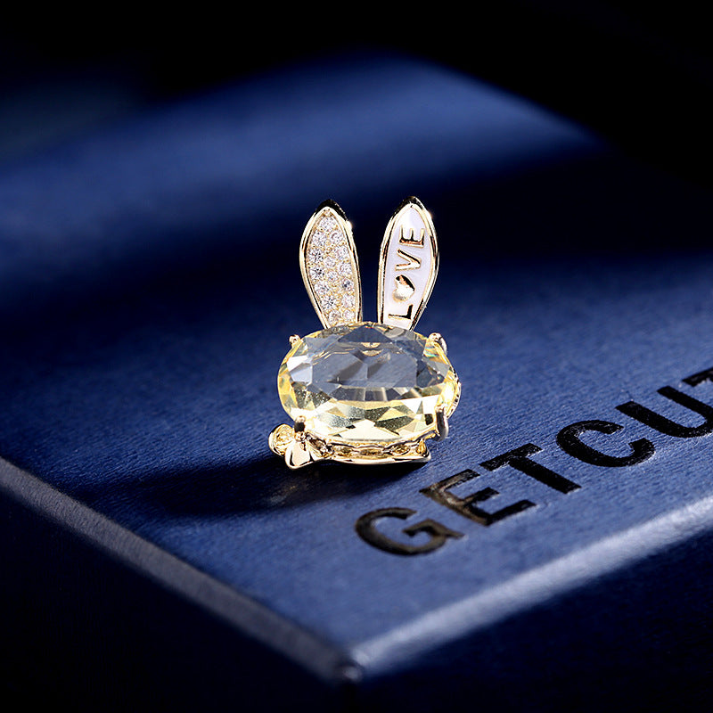 Jewelblings Cute Love Stamp Ear See-through Golden Rabbit Pin Safety Lapel Collar Pin Kids Children Jewelry