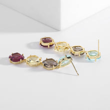 Load image into Gallery viewer, Jewelblings Geometrical Fashion Long Light Blue Gray Yellow Blood Red Square Stones Drop Earrings Blocking Color Bright Ear Jewelry

