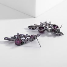 Load image into Gallery viewer, Jewelblings Luxurious Goth Inspiration Black Tone Purple Flower Cherry Earrings for Holiday Party Jewelry
