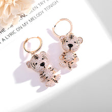 Load image into Gallery viewer, Jewelblings Super Cute Black Enamel Spotted Full Pave Tiger Drop Earrings Chinese Traditional Spring Festival Jewelry
