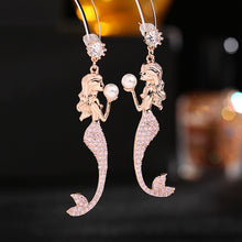 Load image into Gallery viewer, Jewelblings Fairy Tale Style Pearl Deco Blue Mermaid Drop Earrings Vintage Collection
