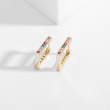 Load image into Gallery viewer, Jewelblings Simpliastic Fashion Colored Stones Pave 3D Square Clip Earrings Office Wear Accessory
