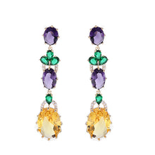 Load image into Gallery viewer, Jewelblings Vintage Long Trio Tiered Red Purple Pink Oval Drop Earrings Party Accessory
