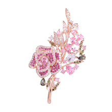 Load image into Gallery viewer, Jewelblings Gorgeous Rose Gold Plated Branch Twig Leaf Bloom Rosa Flower Brooch Floral Bouquet Pin Nature Inspiration Jewelry
