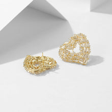 Load image into Gallery viewer, Jewelblings Romantic Opens Clear White Baguette Cut CZ Heart Stud Earrings Valentine’s Day Gift
