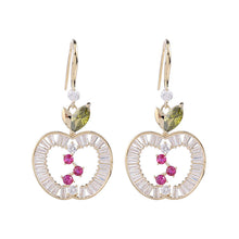 Load image into Gallery viewer, Jewelblings Chic Fashion Baguette Cut CZ Hemmed Opens Apple Hook Drop Earrings with Stone Accent
