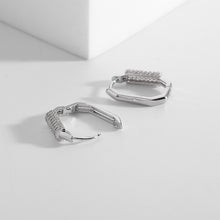 Load image into Gallery viewer, Jewelblings Goth Stylish Clear CZ Accent Golden Rectangle Shaped Hoop Clip Earrings Geometrical Accessory
