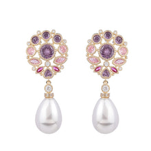 Load image into Gallery viewer, Jewelblings Old European Vintage Inspiration Pear Shaped Flower and Pearl Drop Earrings Formal Event Accessory

