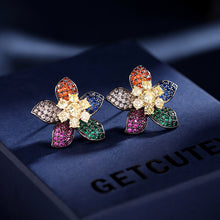 Load image into Gallery viewer, Jewelblings Stunning Two Layered Five Petal Colorful Flower Stud Earrings Daily Office Jewelry
