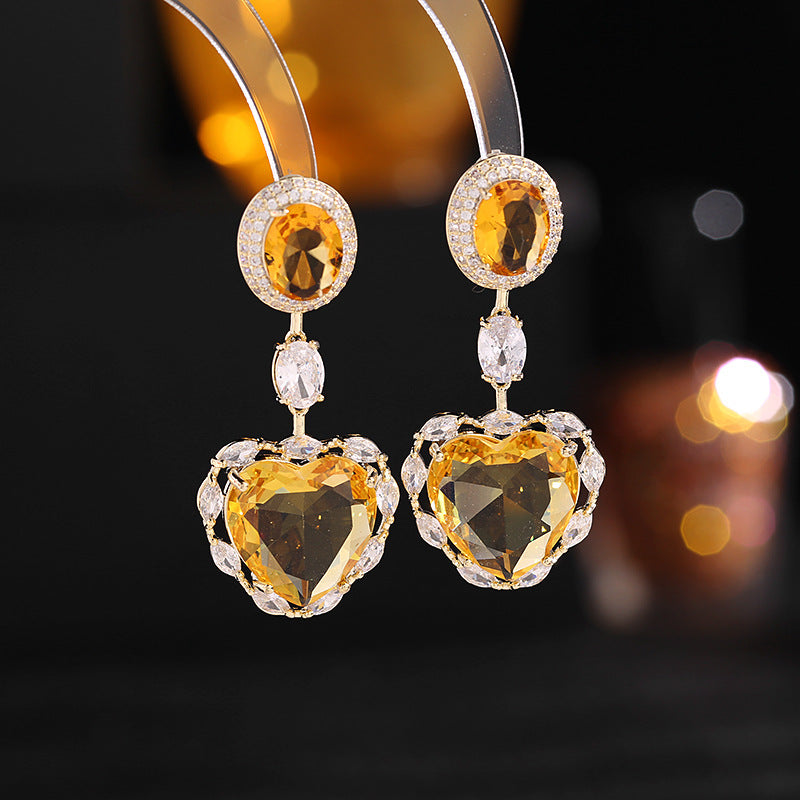 Jewelblings Classic Vintage Embellish Sapphire Blue Heart Drop Earrings for Dinner Party