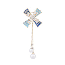 Load image into Gallery viewer, Jewelblings Designer Gold Tone Two Layered Cross Domed Windmill Brooch Pin with Pearl Drop
