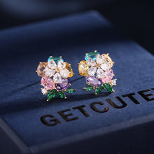 Load image into Gallery viewer, Jewelblings Pretty Gold Tone Colorful Cluster Small Flower Stud Earrings for Women Girl Daily Wear
