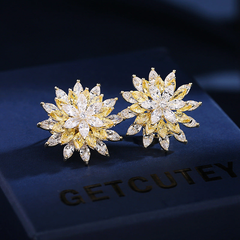 Jewelblings Sparkling Trio Tiered Marquise Shape CZ Cluster Flower Stud Earrings Wedding Bridal Bridesmaid Guest Accessory