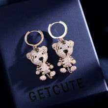 Load image into Gallery viewer, Jewelblings Super Cute Black Enamel Spotted Full Pave Tiger Drop Earrings Chinese Traditional Spring Festival Jewelry
