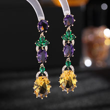 Load image into Gallery viewer, Jewelblings Vintage Long Trio Tiered Red Purple Pink Oval Drop Earrings Party Accessory

