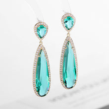 Load image into Gallery viewer, Jewelblings Classic Vintage Clear CZ Embellishment Green Pear and Long Teardrop Earrings for Women Accessory
