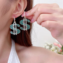 Load image into Gallery viewer, Jewelblings Classic Luxury Entry Symbol $ US Dollar Drop Earrings Statement Night Club Accessory

