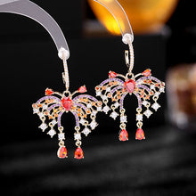 Load image into Gallery viewer, Jewelblings Stunning Designer Lilac Purple Plumes &amp; Tails Butterfly Drop Earrings with Short Tassel Insect Jewelry
