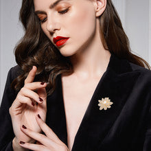 Load image into Gallery viewer, Luxurious Pearl Domed Multi-tiered Petals Golden Lotus Flower Brooch Pin
