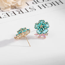 Load image into Gallery viewer, Jewelblings Pretty Gold Tone Colorful Cluster Small Flower Stud Earrings for Women Girl Daily Wear
