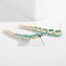 Load image into Gallery viewer, Jewelblings Amazing Long linear Descend Big and Small Cracked Blue Clear Round Stones Drop Earrings Fashion Event Jewelry
