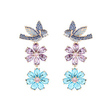 Load image into Gallery viewer, Jewelblings Chic Fashion Trio Tiered Bird Carry Daisy Flowers Drop Earrings Fancy Jewelry
