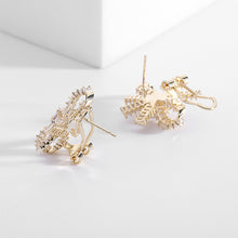 Load image into Gallery viewer, Jewelblings Sparkling Baguette Shaped CZ Loop Ribbon Bowtie Stud Earrings for Cocktail Party
