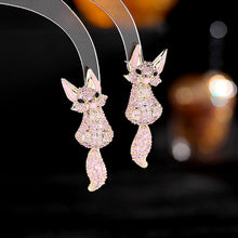 Load image into Gallery viewer, Jewelblings Vivid Cute Black Tone Dark Blue Fox Drop Earrings Animal Jewelry Collection
