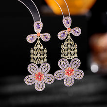 Load image into Gallery viewer, Jewelblings Vintage Chandelier Style Trio Petal Stud and Tassel Flower Drop Earrings Luxury Jewelry
