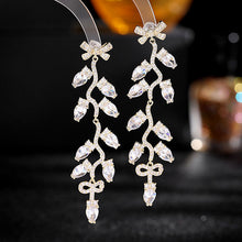Load image into Gallery viewer, Jewelblings Elegant Fashion Ribbon Bowtie and Campanula Bellflower Drop Earrings Frenchy Style Jewelry
