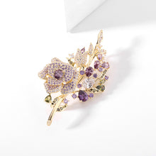 Load image into Gallery viewer, Jewelblings Gorgeous Rose Gold Plated Branch Twig Leaf Bloom Rosa Flower Brooch Floral Bouquet Pin Nature Inspiration Jewelry
