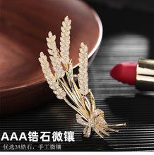 Load image into Gallery viewer, Jewelblings Stunning Gold Tone Clear CZ Bow Tie Wheat Brooch Pin Ears Jewelry for Women Suit
