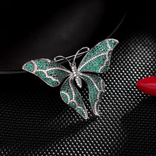 Load image into Gallery viewer, Jewelblings Luxurious White Strip Green Butterfly Brooch Pin
