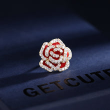 Load image into Gallery viewer, Jewelblings Stunning CZ Accent Blue Red Black Camellia Flower Lapel Pin
