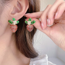 Load image into Gallery viewer, Jewelblings Adorable Enamel Leaf Marquise Shape CZ Carrot Stud Earrings Fruit Jewelry
