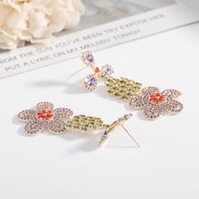 Load image into Gallery viewer, Jewelblings Vintage Chandelier Style Trio Petal Stud and Tassel Flower Drop Earrings Luxury Jewelry

