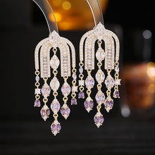 Load image into Gallery viewer, Jewelblings Gorgeous Arch Shaped Tassel Earrings for Wedding Bridal Accessory
