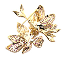 Load image into Gallery viewer, Jewelblings Gorgeous Gold Tone Full Micro Pave CZ Double Pink Orchid Flower Brooch Pin
